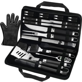 POLIGO 26PCS BBQ Accessories for Outdoor Grill Utensils Set Stainless Steel BBQ Tools Grilling Tools Set for Birthday Fathers Day Dads Presents, Barbecue Accessories Ideal Grilling Gifts for Men Women
