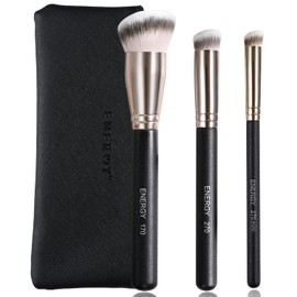 ENERGY 3-in-1 Angled Foundation Brush Flat Top Concealer Brush Set Makeup Travel Makeup Brush for Liquid, Cream and Powder Makeup