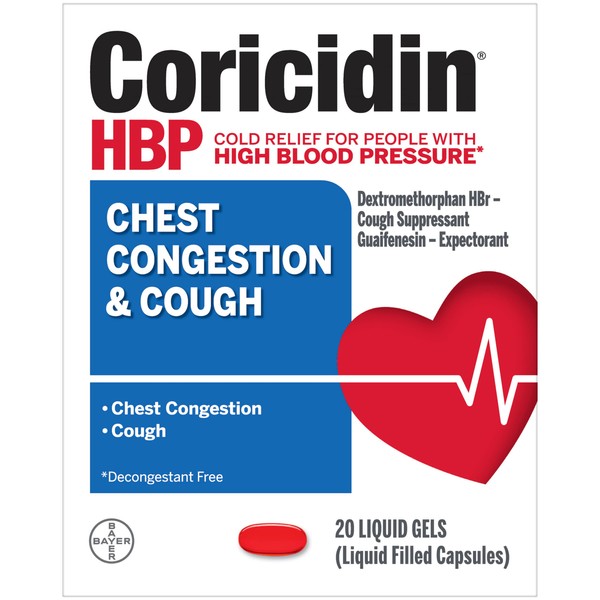 Coricidin HBP Chest Congestion & Cough Liqui-Gels 20 ea, Pack of 10