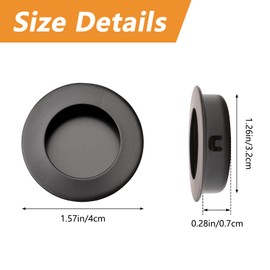 MOROBOR 8 Pieces Round Finger Pull Flush Pull Door Handle Stainless Steel Sliding Door Handles for Kitchen Cabinet Invisible Door Handles (Black)