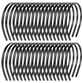 Pack of 36 Hair Hoops, DIY Hair Headbands Made of Plastic, Black Hair Accessories with Teeth for Girls, Women, Plain Headbands