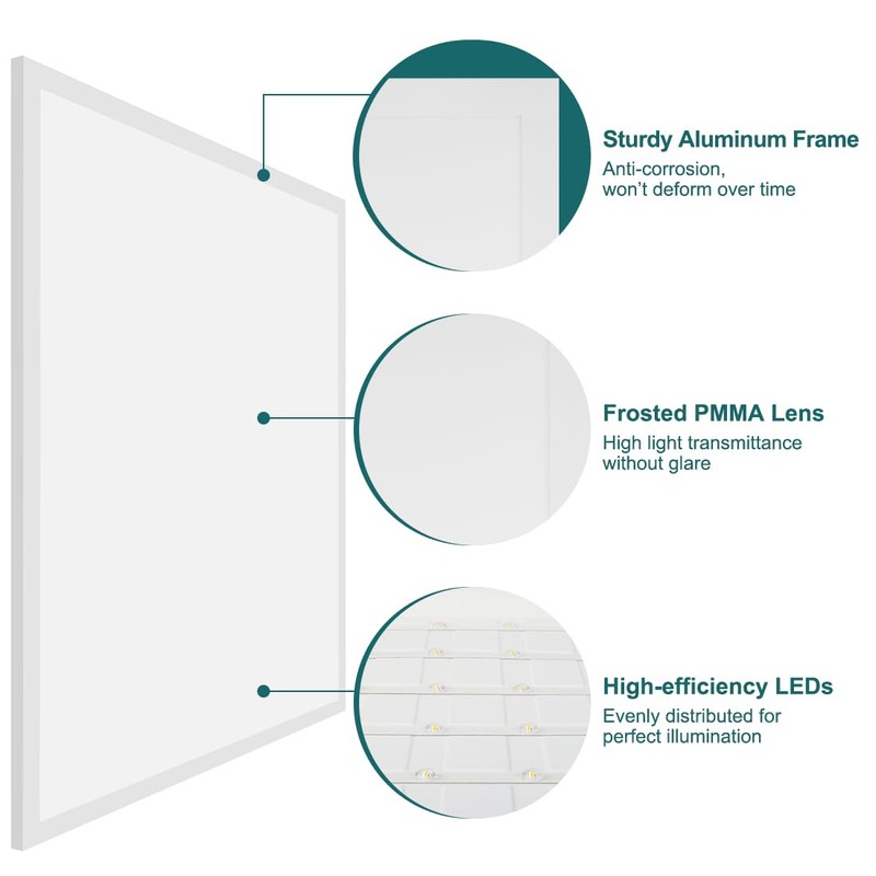 kadision 2x2 LED Flat Panel Light, 50W/45W/40W/30W/25W Adjustable, 5000K/4000K/3500K Selectable,