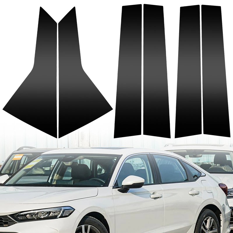 LIANGREN 6pcs Glossy Black PC Window BC Pillar Post Cover