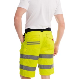 Mivaro Men's Work Shorts with Reflective Stripes in Signal Colours, yellow