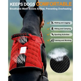 Reflective Service Dog in Training Vest Harness for Extra Large Dogs, Adjustable Heavy Duty Padded Red Dog Harness, with Front Clip and Metal Buckles Do Not Pet for Training, Hiking