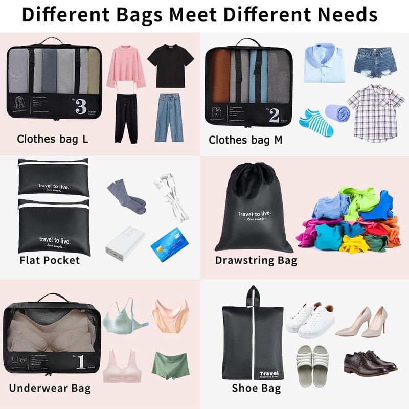 Suitcase Organiser, Suitcase Organiser Set, Packing Cubes, Waterproof Packing Cubes,