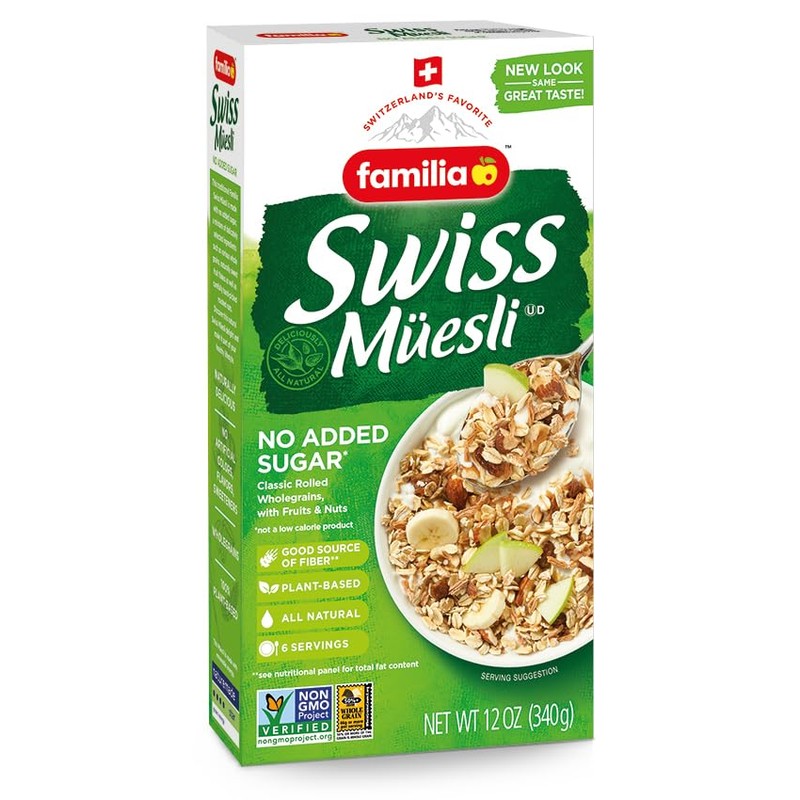 Familia Swiss Muesli Cereal, 0g Added Sugar, Energy-Packed Cereal with