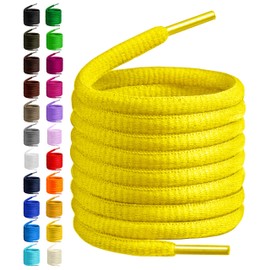 BIRCH's Oval Shoelaces 27 Colors Half Round 1/4" Shoe Laces 4 Different Lengths (45.5" (115cm) - L, Yellow)
