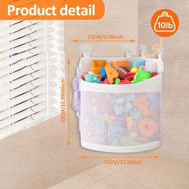 Bath Toy Storage, Bath Toy Storage Corner, Bath Toy Hanging Organiser Bag, Bath Toy Mesh Bag, Bath Toy Storage Bag with Hooks