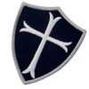 EmbTao Knights Templar Cross Shield Military Embroidered Patch Velcro White