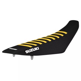 Enjoy MFG 2001-2024 SUZUKI DRZ 125 Gripper Seat Cover Black / Yellow Ribs with Logo #170