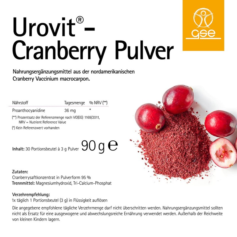 GSE Urovit Powder in Portion Bag - 30 Bags Cranberry