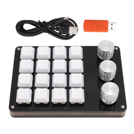 Mini 16 Key Keypad with 3 Knob Custom Programming Hot Swappable Blue Switch One Handed Mechanical Gaming Keyboard