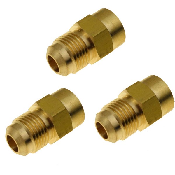 HongBoW Hardware 3 Pcs Brass SAE Flare Tube Fitting, Coupling