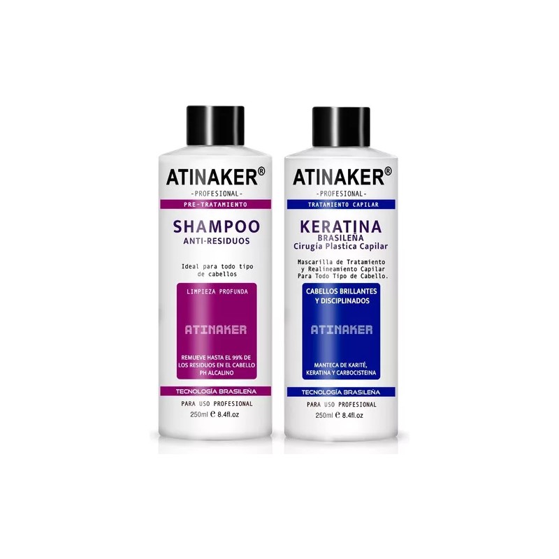 Atinaker Keratina Brasileña Atinaker Cirugía Capilar +champú Kit250ml