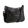 Womens Leather Handbag/Shoulder Bag with Side Mobile Pocket (Black)