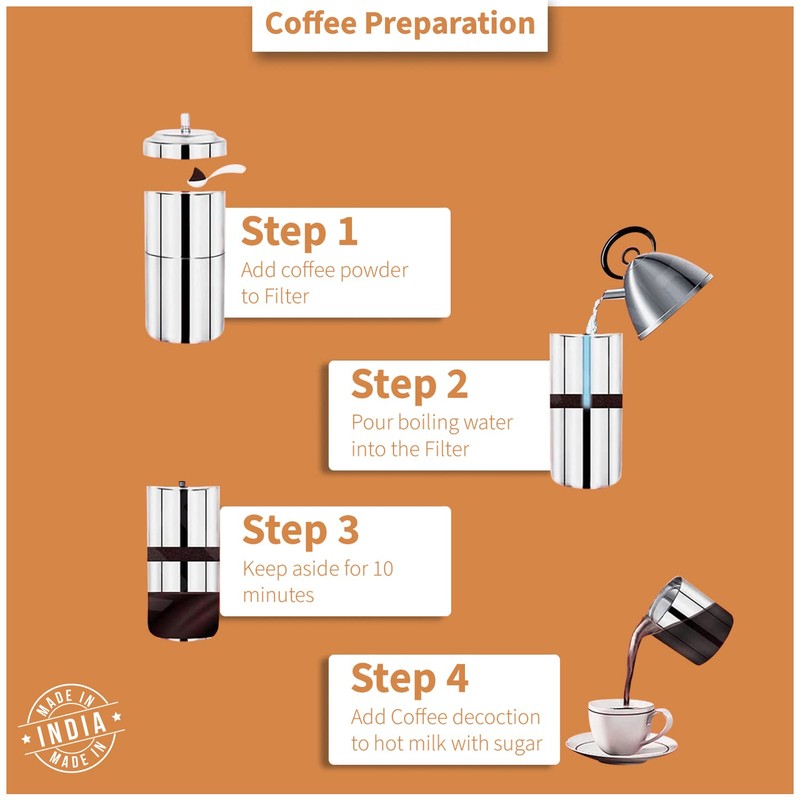 PANCA Stainless Steel Filter Coffee Maker Machine, Big Size, 6-8