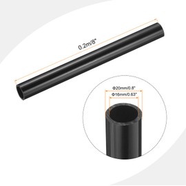 sourcing map PVC Rigid Tube Round Pipe Tubing Hardware Tubing 16mm ID 20mm OD 20cm/8" Length Black High Impact for Water Pipe, Crafts