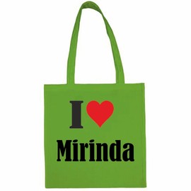 '"I Love Mirinda Shopping Bag School Bags Gym Bag 38 x 42 cm in Pink White Beige Red Blue Green Grey Yellow