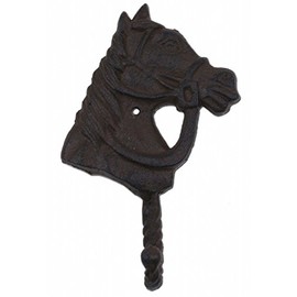 FLAG EMOTES Horse Head Western Coat Hook Wall Mount Tack Hanger Rust Brown Cast Iron 6.25" Tall