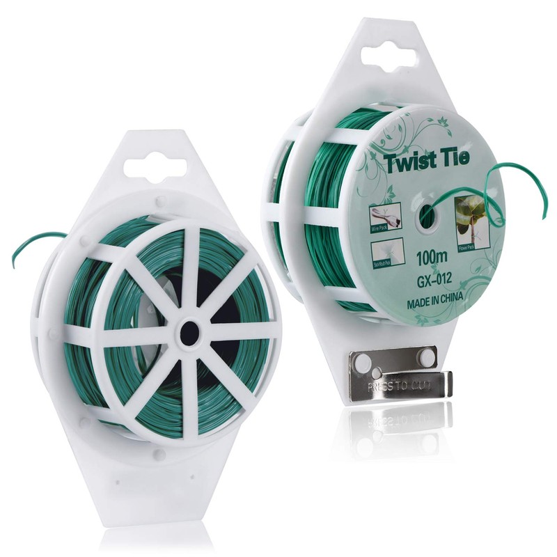 YDSL 328ft (100m) Twist Ties, Green Garden Plant Ties with