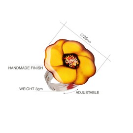 Schön Gartenkollektion Blumen und Schmetterlings Form Statement Ringe Schmuck für Freundin (Stil 13 - Gelb)