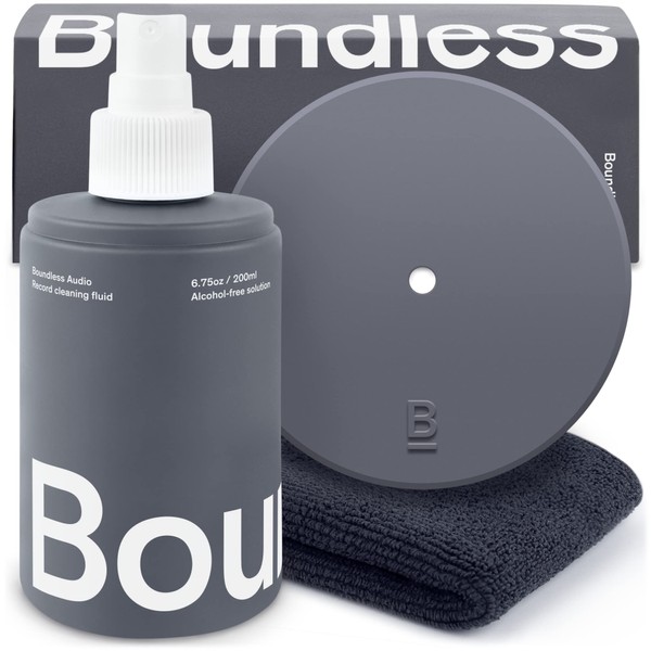 Boundless Audio Record Cleaning Solution - 6.75oz Vinyl Record Cleaner Fluid, Vinyl Cleaner Cloth & Record Label Protector - Record Cleaning Kit