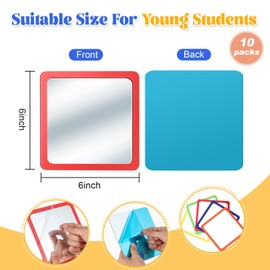 Dandat 10 Pcs Small Mirrors for Kids 6 x 6 Inch Square Shatter Proof Mirror Toddler Mirror Plastic Mirror for Classroom DIY Craft Preschool Facial Expression(Multicolor)