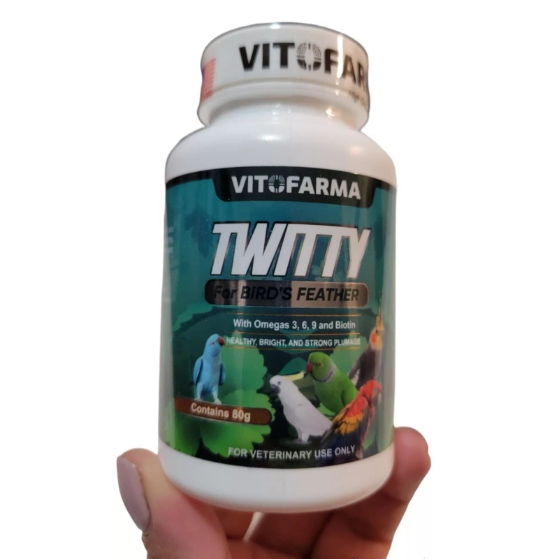 VITOFARMA PROMOTES FEATHER GROWTH FOR BIRDS TWITTY 80G OMEGAS SUPPLEMENT