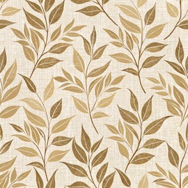 PHINILUX Gold Leaf Peel and Stick Wallpaper Contact Paper - Self Removable Tropical Decorative Floral Leaf Boho - Modern Bathroom Wallpaper 17 in x 32.8 ft
