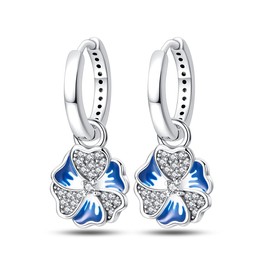 QIKAOLA Sterling Silver Hoop Earrings - Colorful Cubic Zirconia Hypoallergenic Huggie Earrings