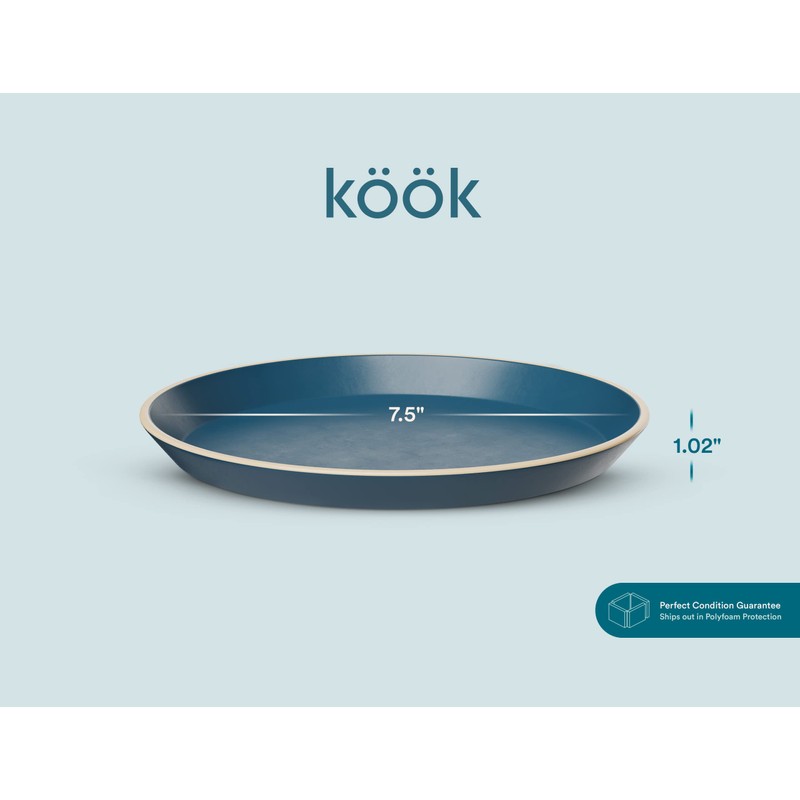 KooK Dinner Plates, Ceramic Round Kitchen Dinnerware Set, Dishwasher &