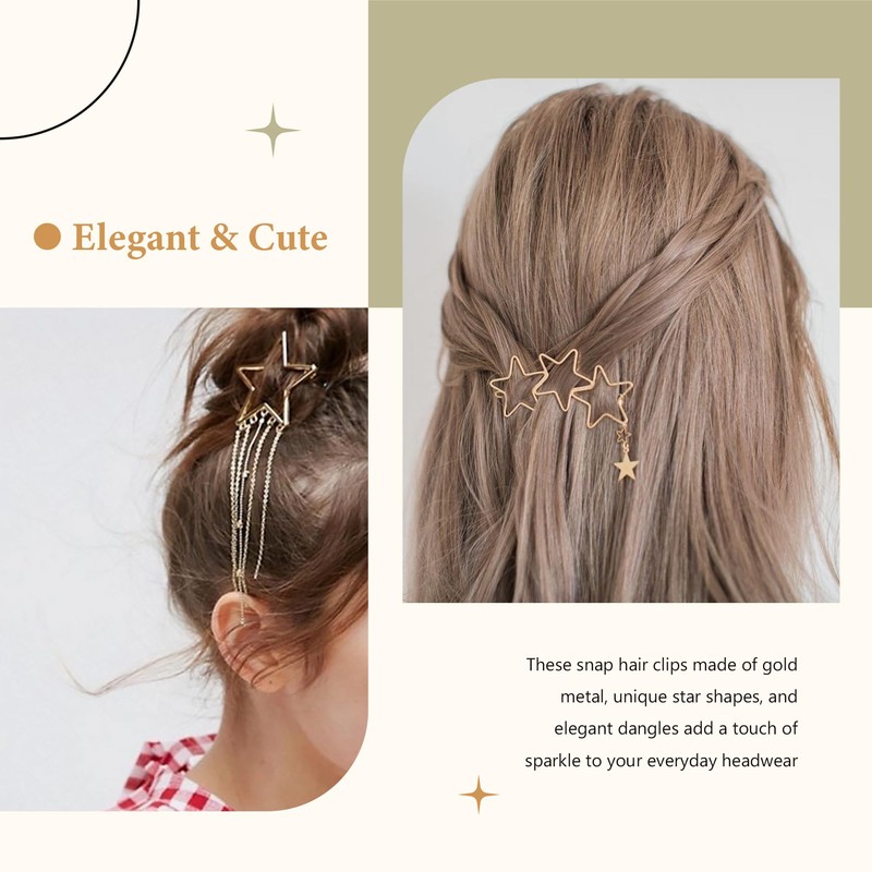 YAEISM 10PCS Gold Hair Clips Dangle Star Hair Clips Metal