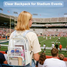 BTOOP Clear Backpack Heavy Duty Transparent Backpack 17" See Through Bookbag for College Work Festival Security with Padded Strap Large Capacity