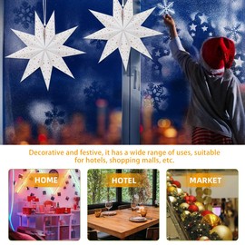 3pcs White Paper Star Lanterns: Foldable 9-Pointed Star Lamp Shades for Holiday, Wedding, Birthday, Party Decorations, 13.77 Inch