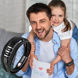 Father's Day Gift Dad Gift Dad – Gifts for Dad – Engraved "I Love You" Leather Bracelet Gift for Dad Father, Leather