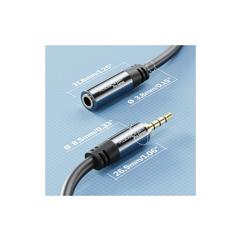 KabelDirekt – 3m/10ft Cable de Extensión 3.5mm 4 Pin Jack