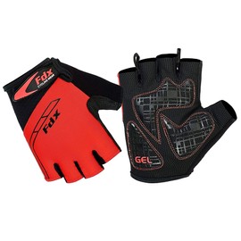 FDX Half Finger Cycling Gloves - Breathable, Gel Padded Protection, Anti-Slip - Fingerless Shock-absorbing Mitts for Mountain Bike, Road Bicycle, MTB, Riding, Men and Women (Small, Red)