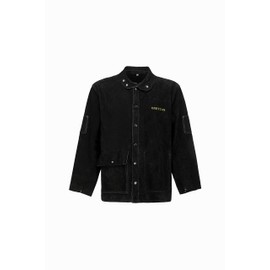 ONETIAN Leather Welding Jacket Black;Heavy Duty Safety Jacket;Heat and Flame Resistant (M)