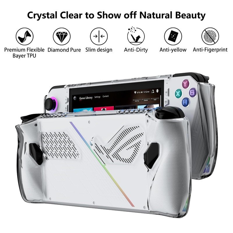 Aircawin Case for ROG Ally Case Clear,Shockproof Clear Case Case