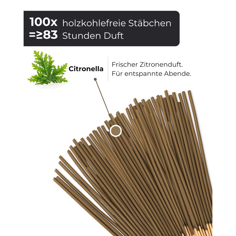 Citronella Incense Sticks - 100 Incense Sticks - Relaxation, Meditation
