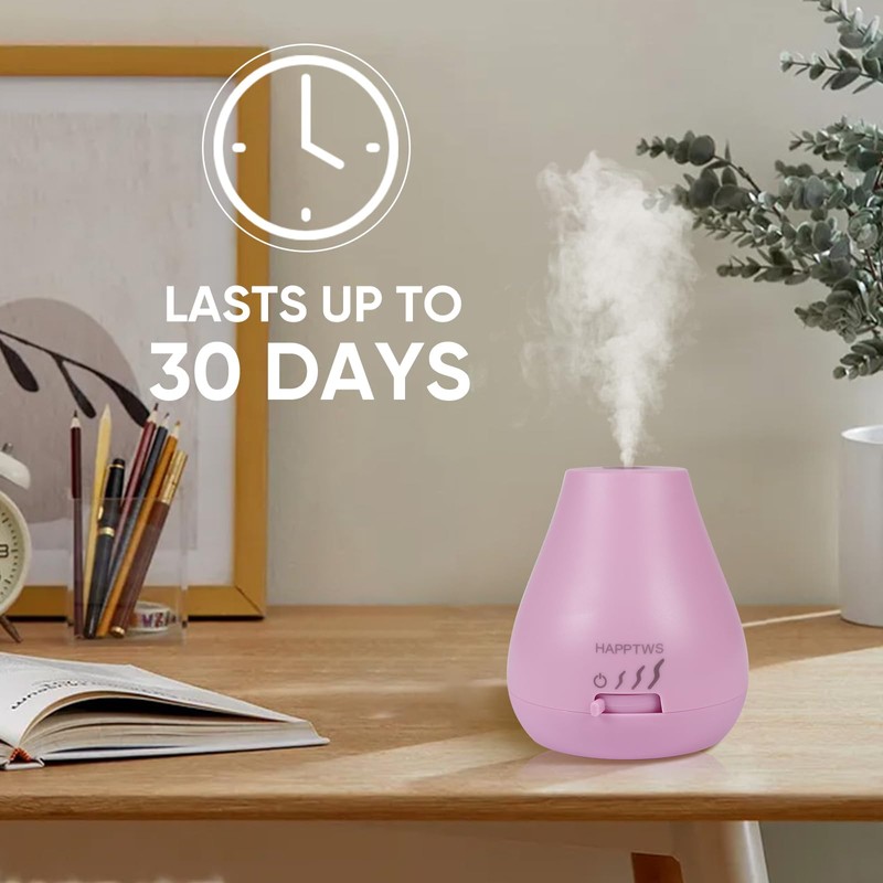 HAPPTWS Essential Oil Diffuser - Waterless Diffuser 3 Timer Settings