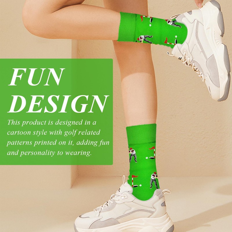 FFDHWU 2 Pairs Of Golf Print Socks, Cartoon Fun Socks,