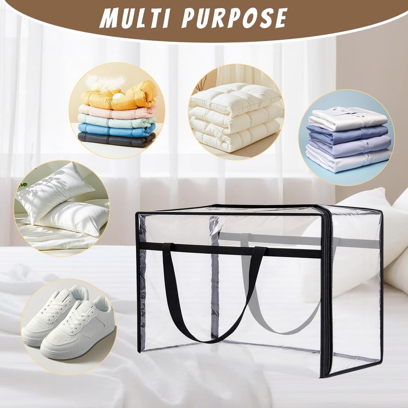 Nozefy 60L Clear Storage Bags Plastic Blanket Storage Bag Foldable