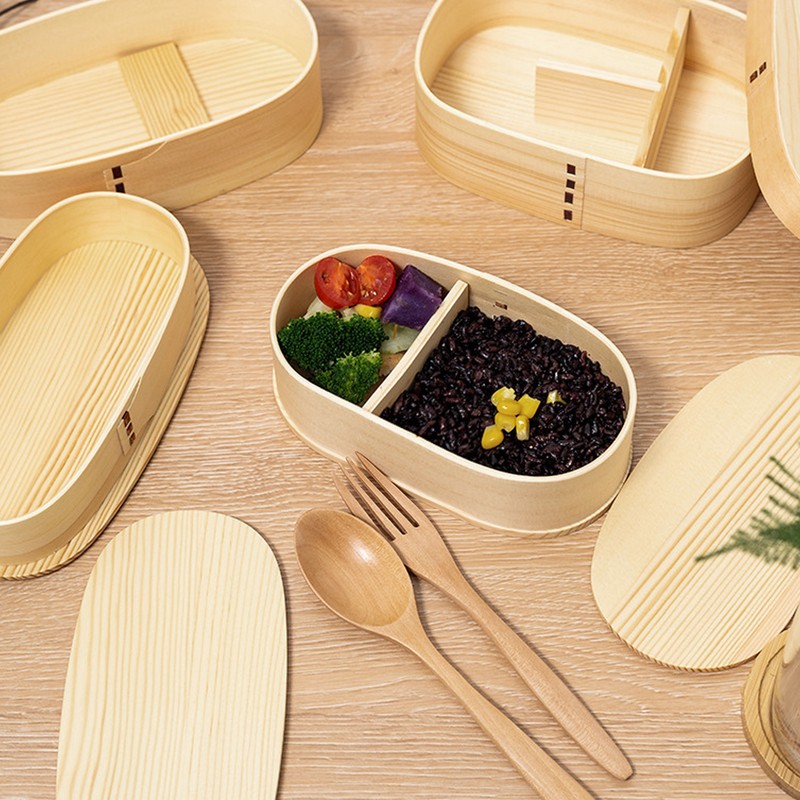 Lunch Box Set Japanese Style Wooden Food Storage Container for