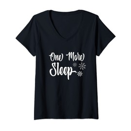 Ladies One More Sleep to Christmas Christmas Pyjamas V-Neck T-Shirt, black