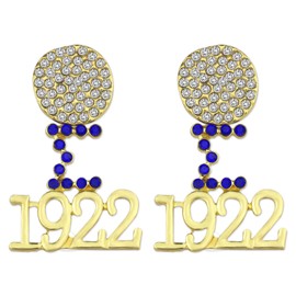 1922 SGR Drop Earrings for Women Sigmaa Gamma Rho Gift Greek Sorority Paraphernalia Gift for Soror Sisterhood, 1.57", Alloy Steel, crystal