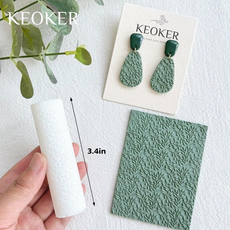 KEOKER Polymer Clay Texture Roller, 3PCS Polymer Clay Roller for