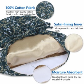 IRIS CRAFT Adjustable Scrub Working Cap with Ponytail Pocket, 2 Packed Satin-Lined Cotton Surgical Working Hat with Button, Elastic Bandage Tie Back Hats Sweatband for Women & Men, One Size