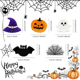 10PCS Mini Halloween Hair Claw Clips, Acrylic Hair Claws with Pumpkin Bat Witch Hat Spider Web Ghost Designs, Cute Spooky Hair Accessories for Halloween Party Daily Wear (Multicolor)
